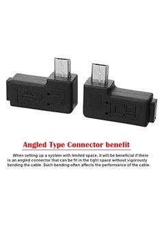 erorex 2pcs 9mm Long Connector 90 Degree Left & Right Angled Micro USB 2.0 5Pin Male to Female Extension Adapter  - Image 2