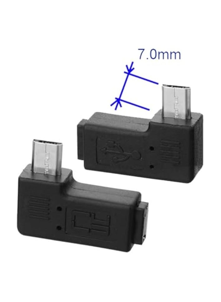 erorex 2pcs 9mm Long Connector 90 Degree Left & Right Angled Micro USB 2.0 5Pin Male to Female Extension Adapter - Image 5
