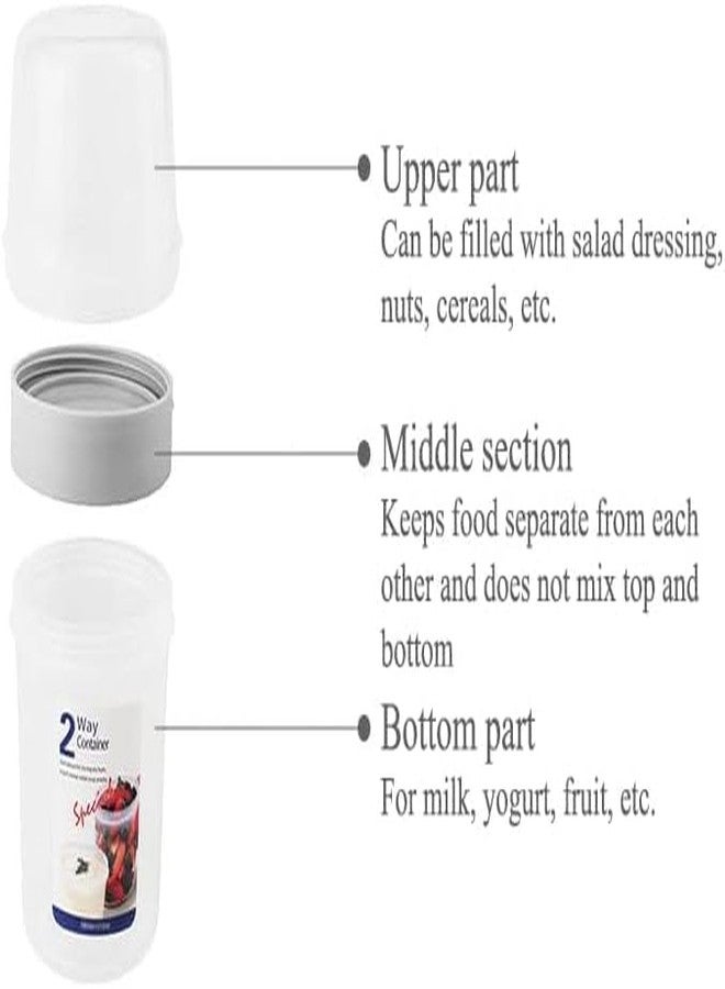 FIKKANI Portable Breakfast Container Cup Cereal Cups Double Layer Compartment Food Storage Container Box Yogurt Fruit Oatmeal Containers for Travel, Office (310+560ML) - Image 3