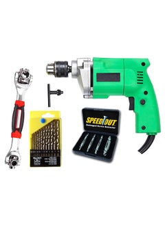 Shopper52 Shopper52 10mm Powerful Electric Drill Machine with 13Pcs Drill Bit Set Screw Remover Extractor and 48in1 Wrench Spanner Set  - Image 1