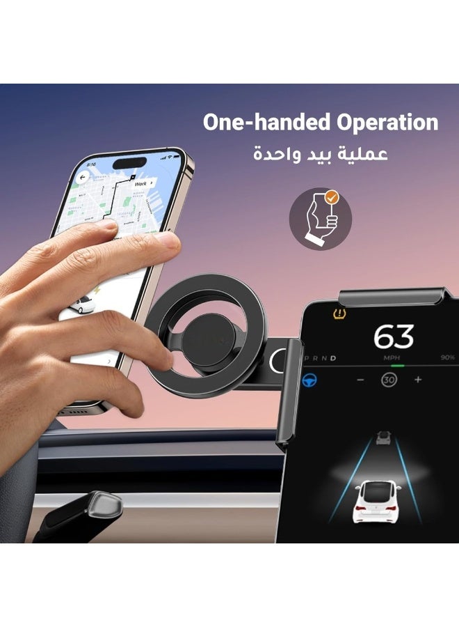 For IPhone 16 Pro Max Tesla Car Phone Holder MagSafe Tesla Model 3 Accessories 2024 Tesla Model Y Accessories 360 Rotate Screen-Friendly Magnetic Magsafe Car Mount - Image 4