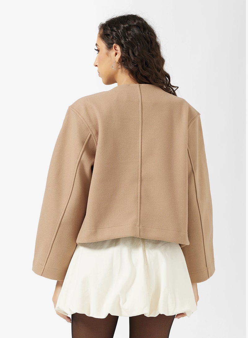 Ginger Suede Lapel Collar Coat - Image 2
