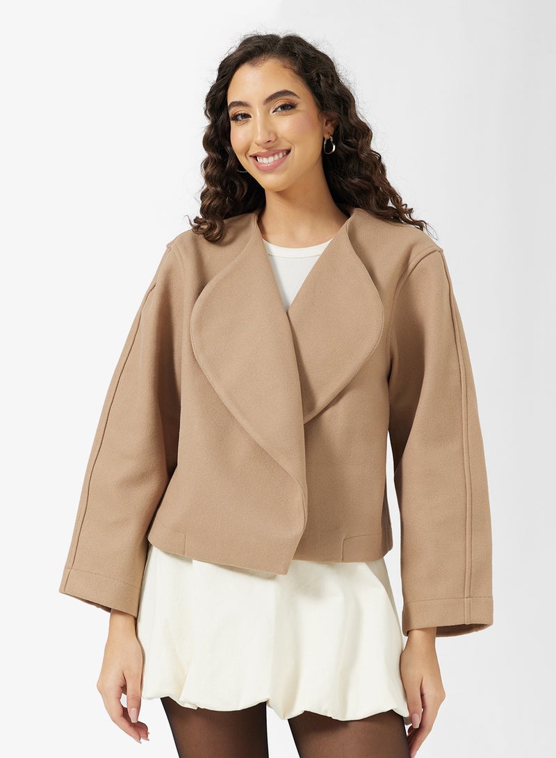 Ginger Suede Lapel Collar Coat - Image 1