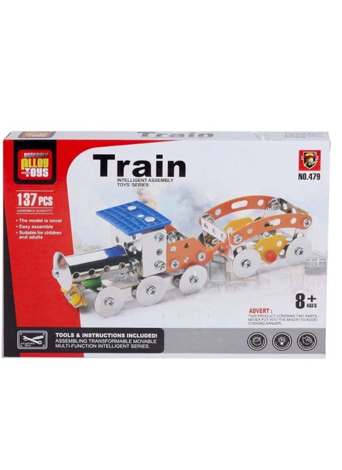 137 - Piece Metal Meccano Puzzle Kit – 3D Train Building Blocks & Puzzles, IQ Challenge STEM Construction Set for Kids Ages 8+ | Educational DIY Engineering Toy