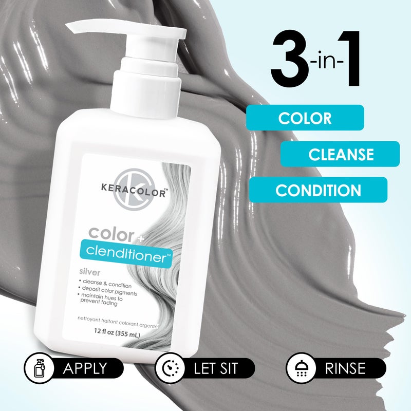 KERACOLOR كيراكولور لون + بلسم 3 في 1 بلسم ملون، ينظف بلطف ويرطب، لون شعر شبه دائم، 23 درجة، 12 أونصة سائلة - Image 4