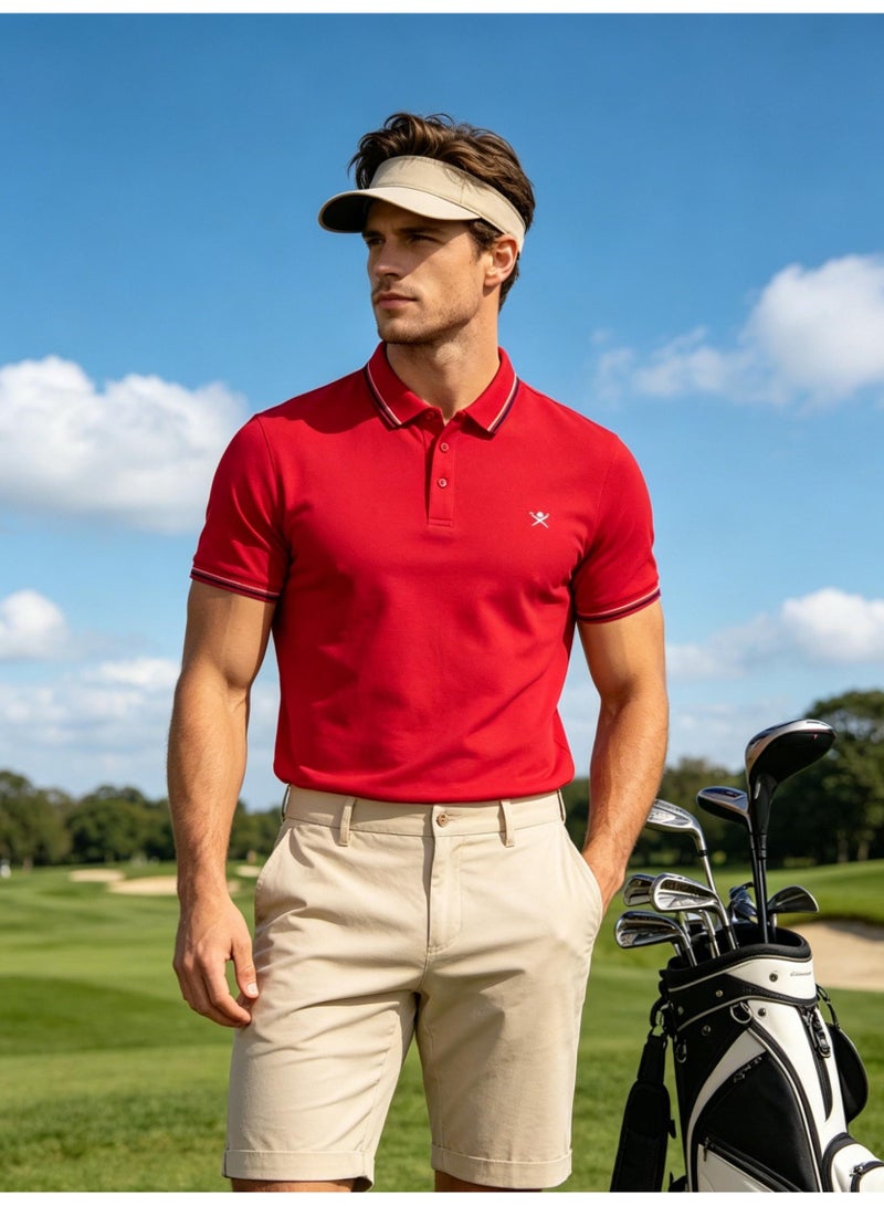 HACKETT LONDON unisex striped collar golf Polo shirt breathable quick-drying simple LOGO printed short-sleeved sports casual shirt. - Image 3