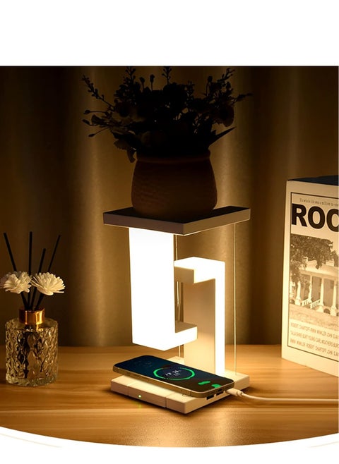 مصباح مكتب LED، ضوء ليلي معلق مع شحن لاسلكي سريع 10 وات، تحكم باللمس، منفذ شحن خارجي USB، 3 أوضاع إضاءة لمصباح مكتب المنزل والمكتب لحماية العين