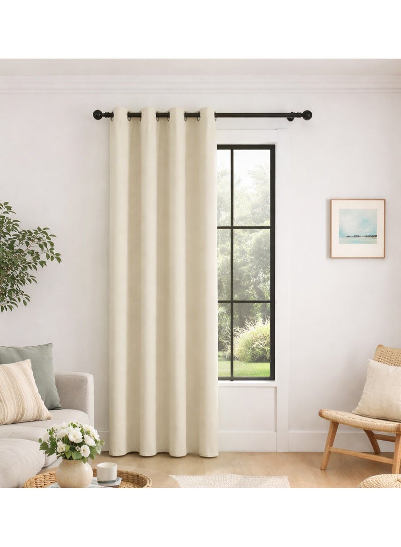 Solid Blackout Curtains for Bedroom and Living Room, 1 Panel Drapes Grommet Room Window Curtains (Beige 140W x 220H cm) - Image 4