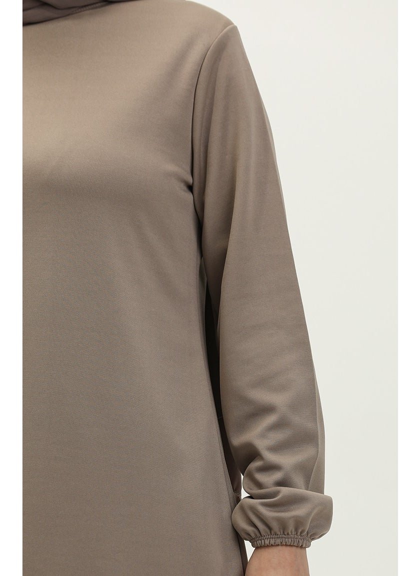 Sefa Merve Elastic Sleeve Tunic 8663-02 Brown  - Image 4