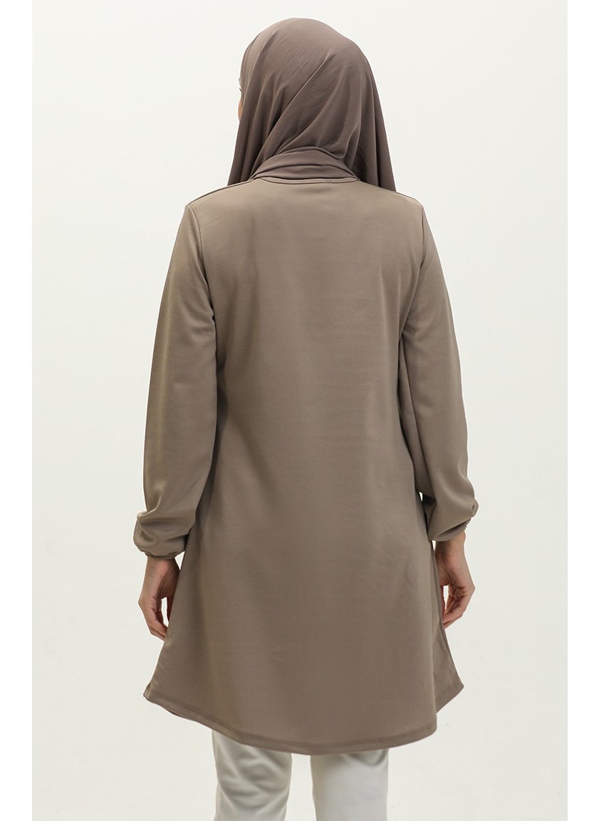 Sefa Merve Elastic Sleeve Tunic 8663-02 Brown  - Image 5