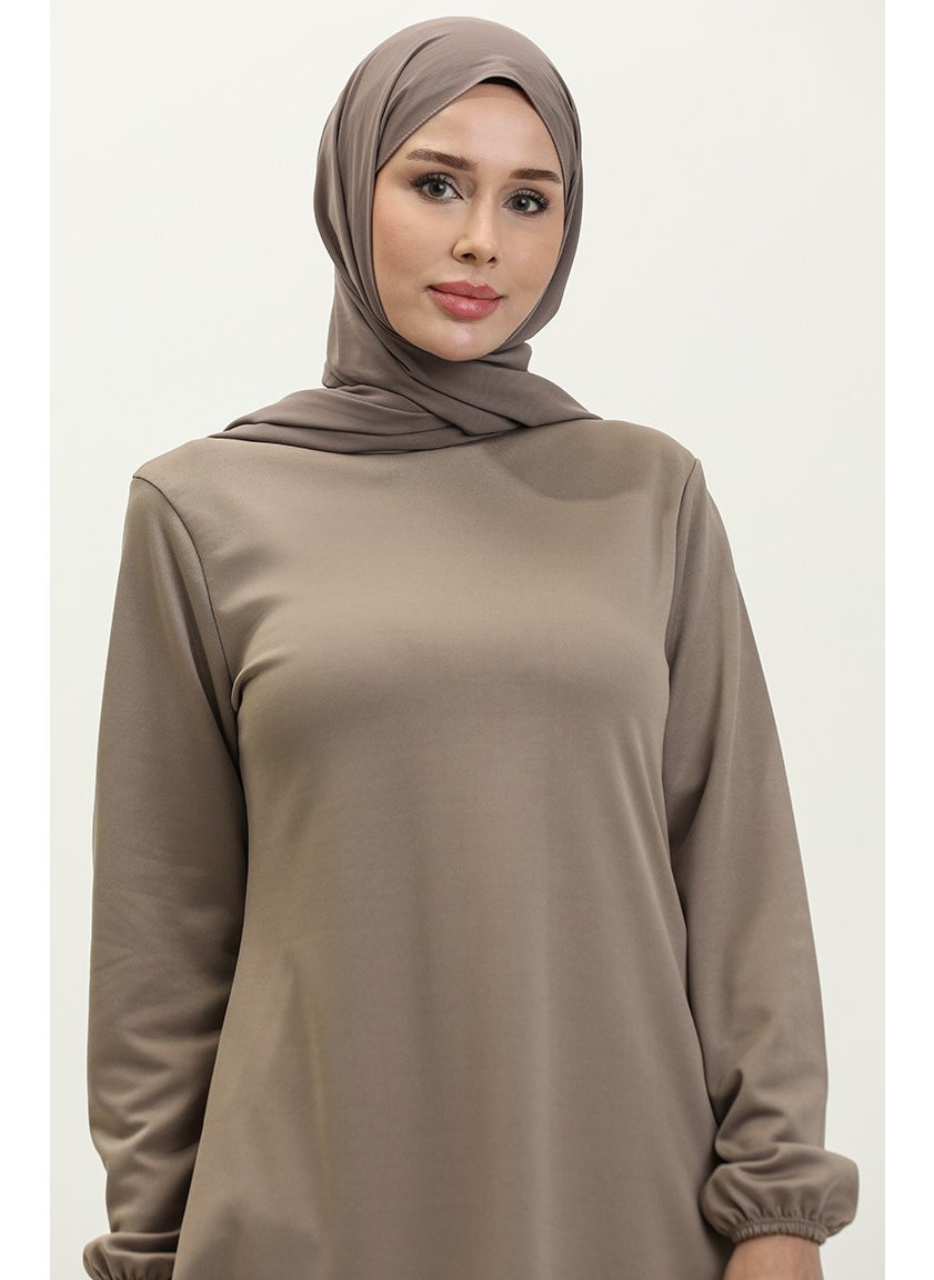 Sefa Merve Elastic Sleeve Tunic 8663-02 Brown  - Image 3