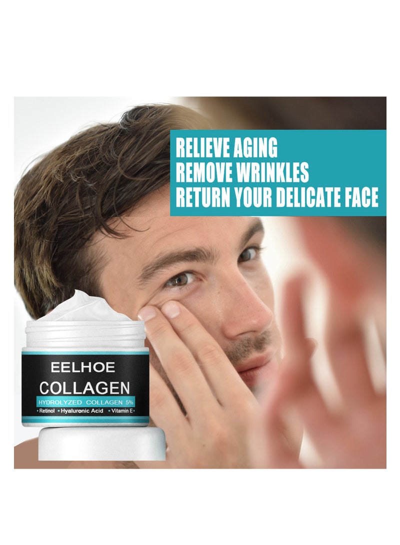 إيلهو كريم كوللاجن، كريم مضاد للشيخوخة للرجال يحتوي على 5% كوللاجن هيدروليزيد، ريتينول، حمض الهيالورونيك وفيتامين E، كريم مرطب بحمض الهيالورونيك، يقلل من ظهور التجاعيد والخطوط الدقيقة والجفاف على الوجه، مرطب، مبيض ومغذي 30 جم - Image 3