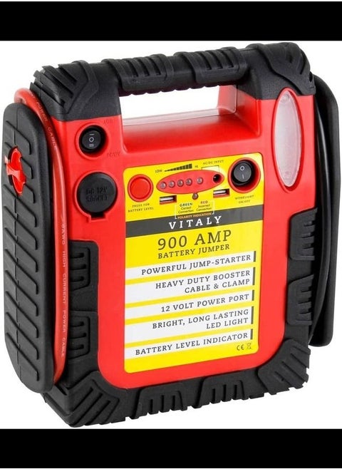 4 In 1 Heavy Duty Jump Starter 900 AMP With LED Light