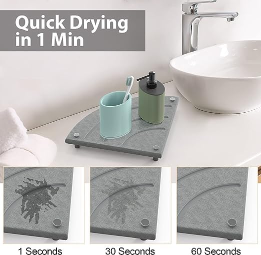 Ndola Corner Sink Caddy Instant Dry Sink Tray Kitchen Sink Organizer Diatomaceous Earth Sponge Dispenser Holder Fast Drying Stone Rack - Image 5