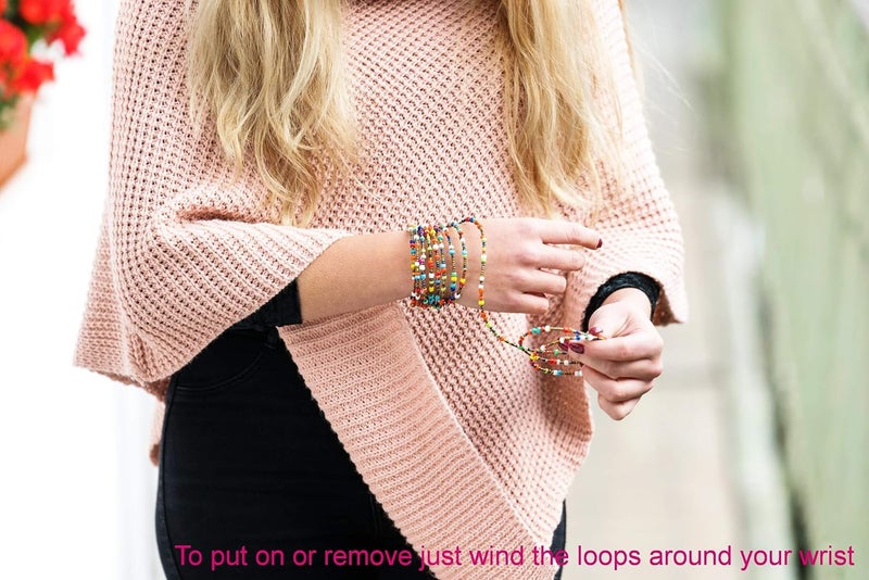 Handmade TEMBO AFRICA Set of 2 Beaded Bracelets for Women - Wrap Bracelets - Boho Jewelry Gifts -Multicolored - Image 4