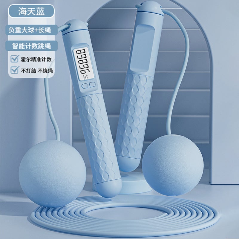 Generic Womens Specialized Jump Rope Fat Burning Countable Jump Rope Counter No Jumping Fat Loss Mid-term Exam Special Aquamarine dual-purpose [adjustable rope weight ball] [counting calories]]