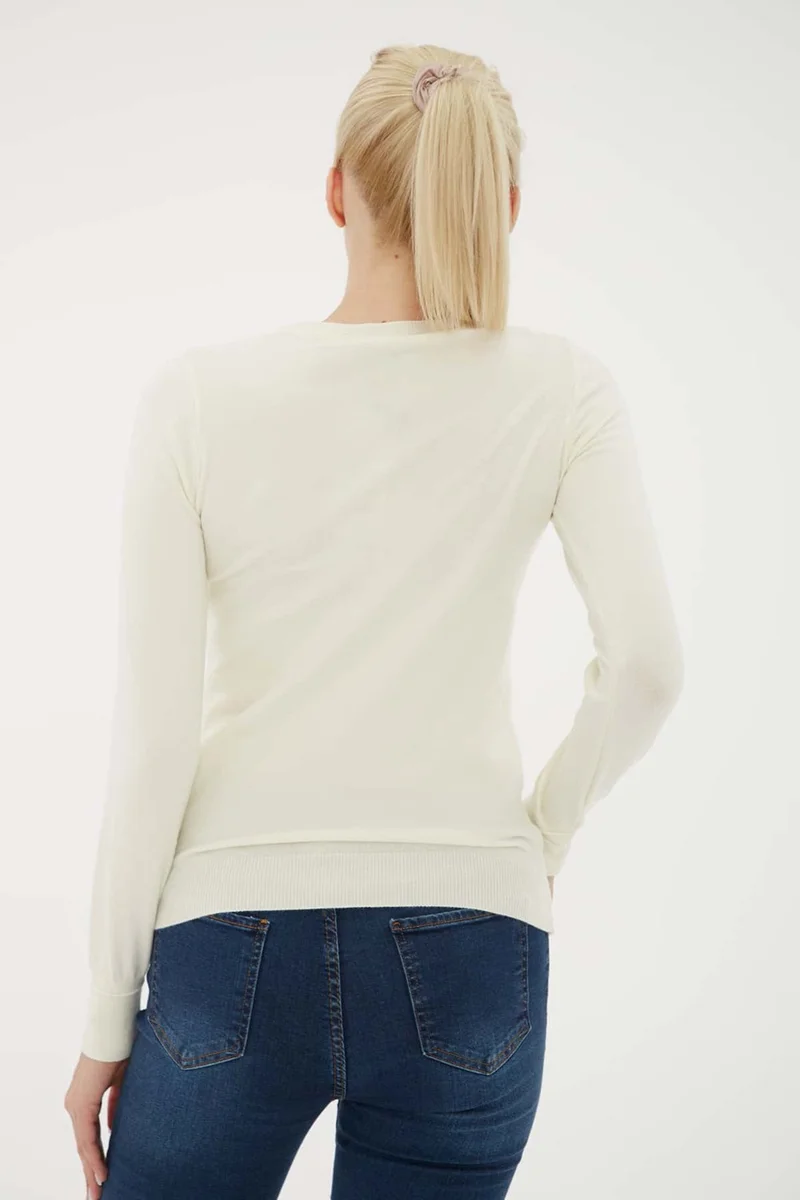 فاشن فريندز Standard Fit Crew Neck Knitwear Sweater Women's Sweater 24K0777K1