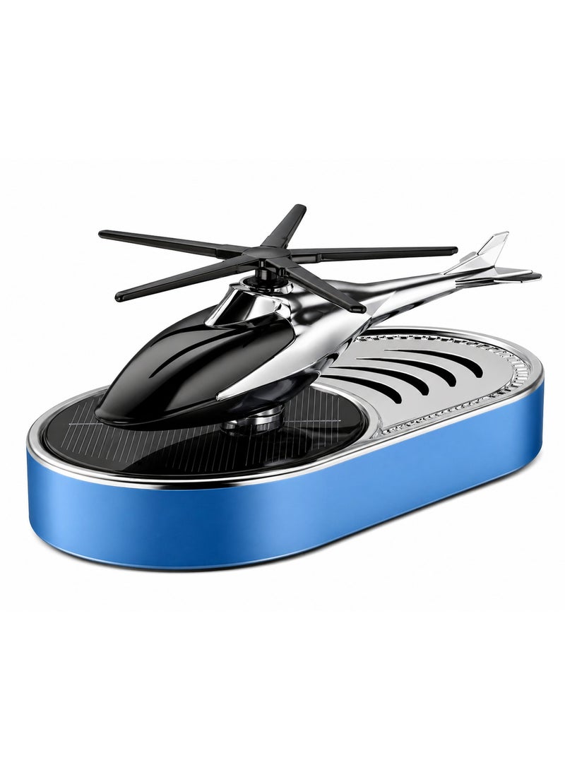 Solar Car Air Freshener Helicopter Design, Rotating Fragrance Diffuser, Dashboard Perfume with Solar Powered Fan (Ocean Scent) - Image 1
