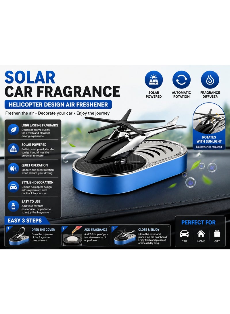 Solar Car Air Freshener Helicopter Design, Rotating Fragrance Diffuser, Dashboard Perfume with Solar Powered Fan (Ocean Scent) - Image 2