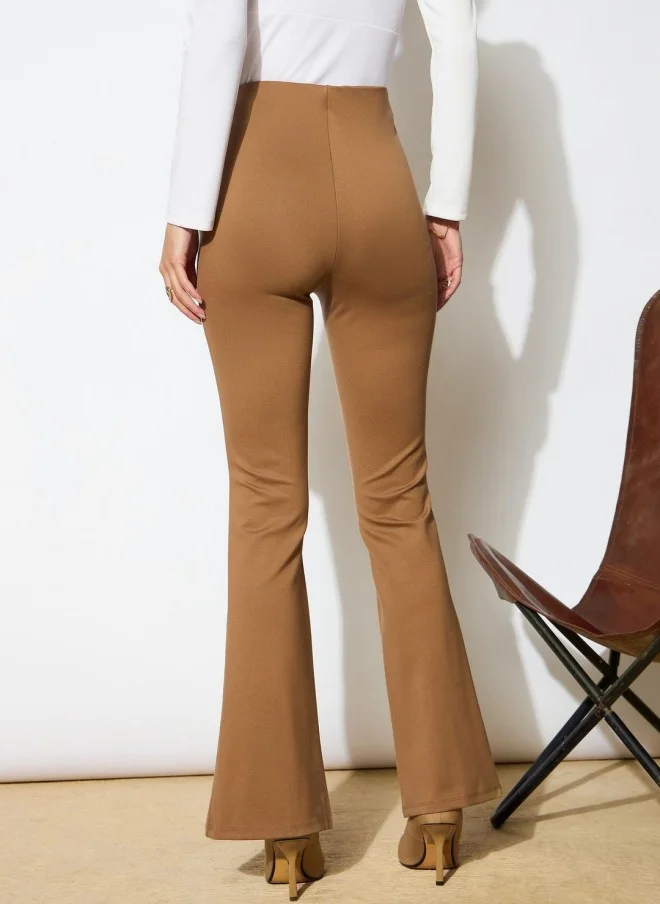 ساسافراس Brown Bootcut High-Rise Trousers for Women