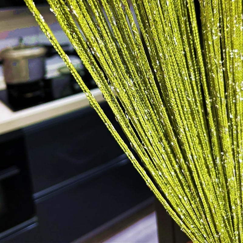 ave split Decorative Door String Curtain Wall Panel Fringe Window Room Divider Blind Divider Tassel Screen Home 100cm*200cm (Grass green18) - Image 1