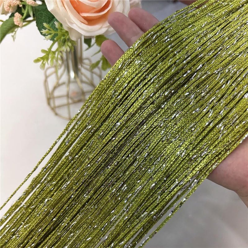 ave split Decorative Door String Curtain Wall Panel Fringe Window Room Divider Blind Divider Tassel Screen Home 100cm*200cm (Grass green18) - Image 2