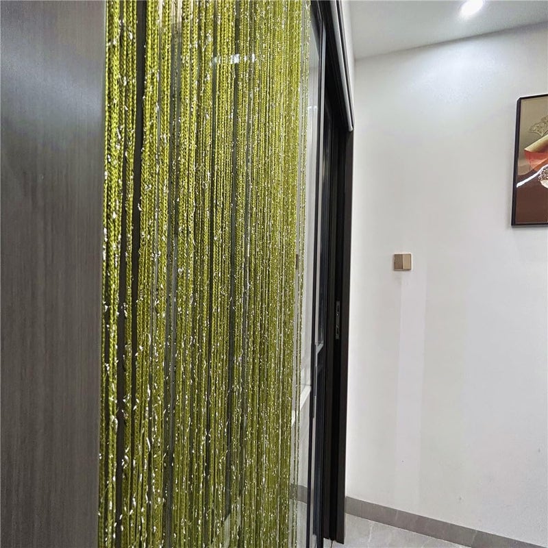 ave split Decorative Door String Curtain Wall Panel Fringe Window Room Divider Blind Divider Tassel Screen Home 100cm*200cm (Grass green18) - Image 4