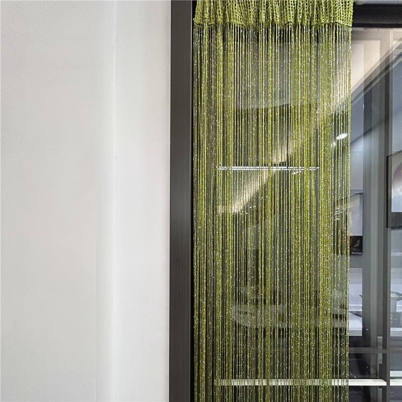 ave split Decorative Door String Curtain Wall Panel Fringe Window Room Divider Blind Divider Tassel Screen Home 100cm*200cm (Grass green18) - Image 5