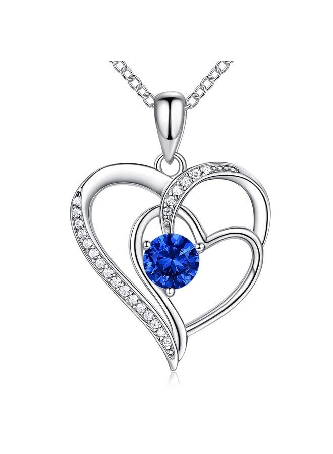 NINAMAID Heart Necklace 18K White Gold Birthstone Necklace For Women Sterling Silver Diamond Necklaces Womens Jewelry Birthday Gifts For Women - Image 1