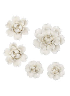 RATSAW 5 Pcs Ceramic Flower Wall Decor Handcrafted 3D Hanging Porcelain Flowers Peony White Sculpture Home Decor  - Image 1