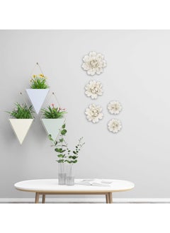 RATSAW 5 Pcs Ceramic Flower Wall Decor Handcrafted 3D Hanging Porcelain Flowers Peony White Sculpture Home Decor  - Image 3
