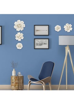 RATSAW 5 Pcs Ceramic Flower Wall Decor Handcrafted 3D Hanging Porcelain Flowers Peony White Sculpture Home Decor  - Image 5