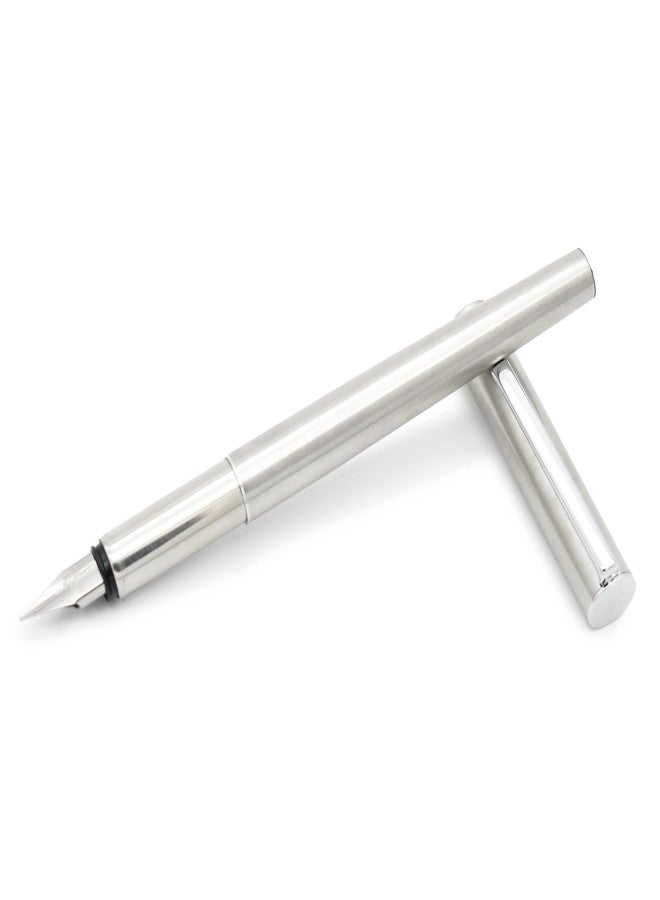 BUZZ COOL Stainless Steel Fountain Pen With Converter Pump | Slim Metal Body Fountain Pen with Fine Nib(0.5mm) | Zero Ink Leakage Smooth Writing pen - Image 1