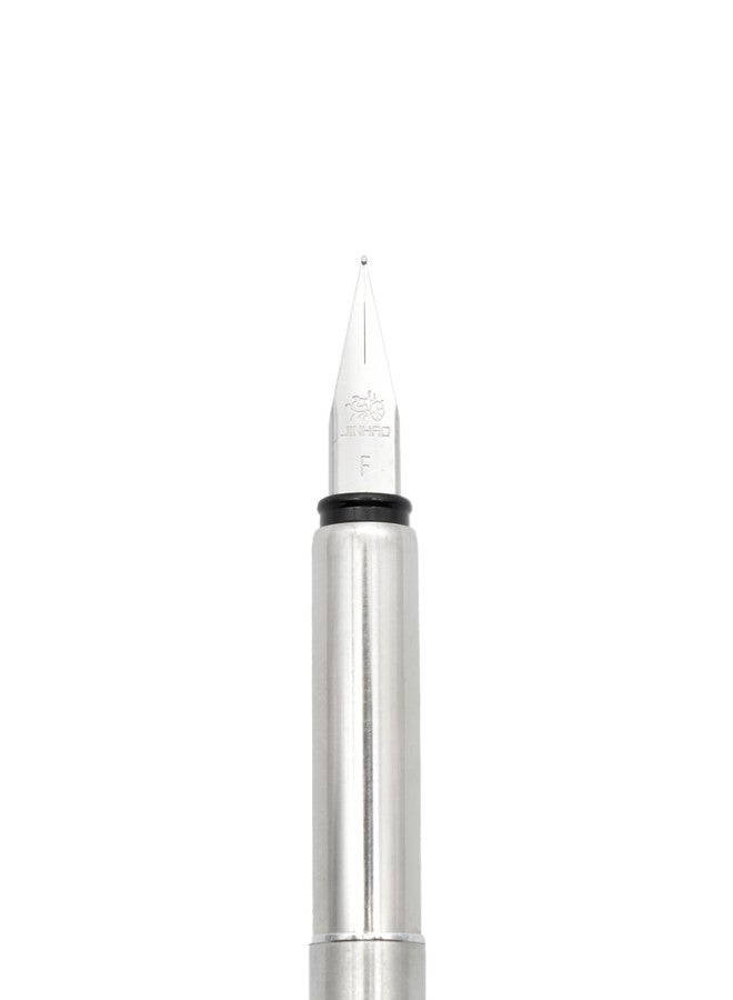 BUZZ COOL Stainless Steel Fountain Pen With Converter Pump | Slim Metal Body Fountain Pen with Fine Nib(0.5mm) | Zero Ink Leakage Smooth Writing pen - Image 2