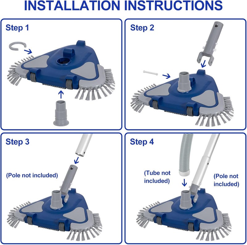 POOLAZA Pool Vacuum Head, Weighted Pool Vacuum Head with 1-1/4'',1-1/2'' Swivel Hose Connection, Bottom & Side Brushes, Pool Vacuum Heads for Inground Pools, Above Ground Pools & Vinyl Lined Pools - Image 5