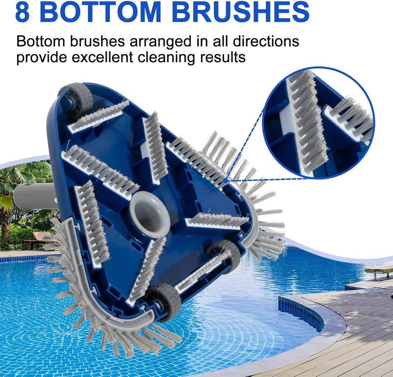 POOLAZA Pool Vacuum Head, Weighted Pool Vacuum Head with 1-1/4'',1-1/2'' Swivel Hose Connection, Bottom & Side Brushes, Pool Vacuum Heads for Inground Pools, Above Ground Pools & Vinyl Lined Pools - Image 3