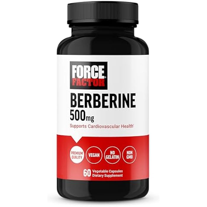 Force Factor Berberine 500mg Supplement, Cardiovascular Support Supplement, Supports Heart Health, Premium Quality, Vegan, No Gelatin, Non-GMO, 60 Vegetable Capsules - Image 1