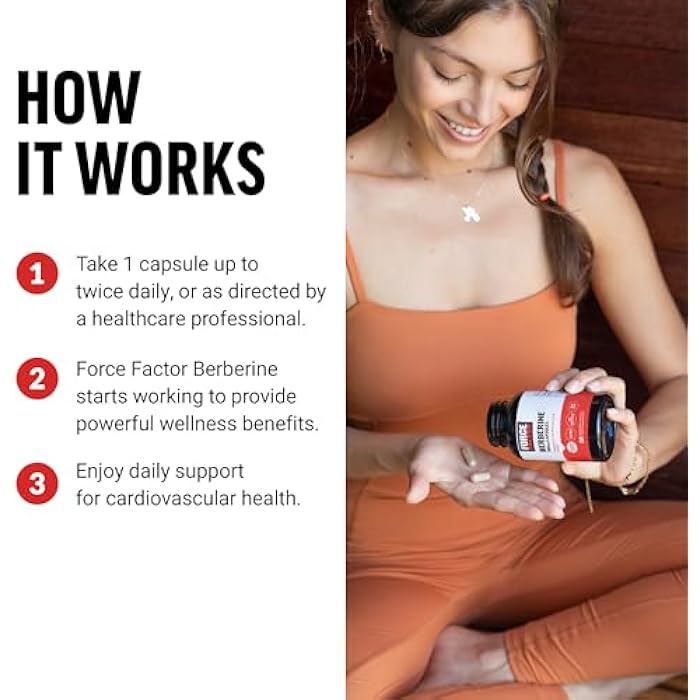 Force Factor Berberine 500mg Supplement, Cardiovascular Support Supplement, Supports Heart Health, Premium Quality, Vegan, No Gelatin, Non-GMO, 60 Vegetable Capsules - Image 4