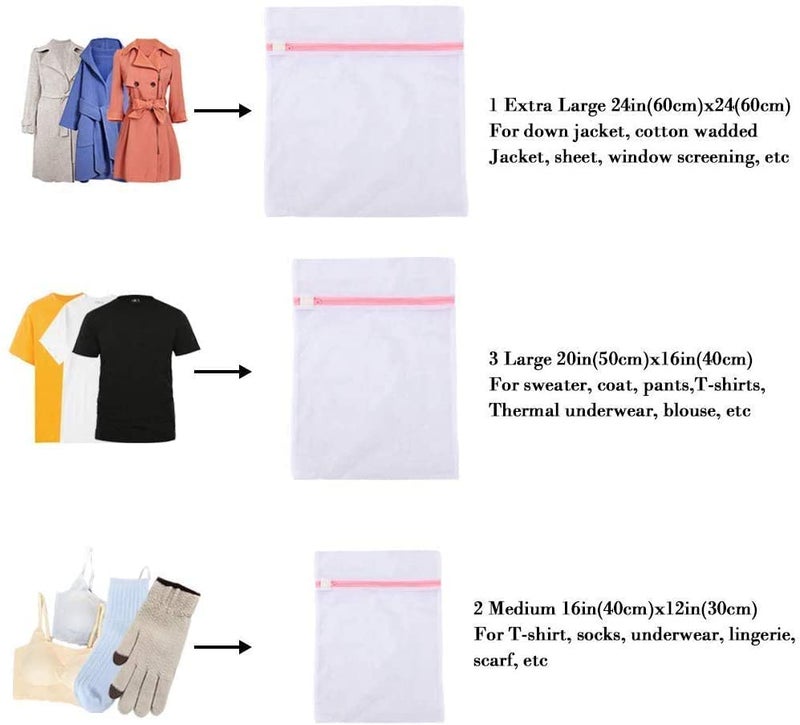 Aimers Laundry Bags for Clothes Washing Bag Cloth Storage Bag with Zip Laundry mesh Bag for Bra Lingerie Socks Undergarments Socks Organizer for Men Women with 3 Different Size Laundry Bag - Image 3