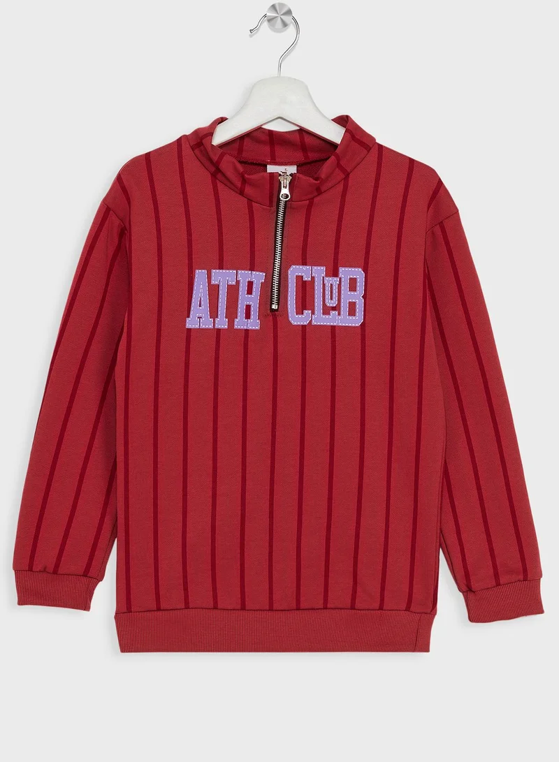 Pinata Girls Text Printed Half Zip Pocket Sweatshirt