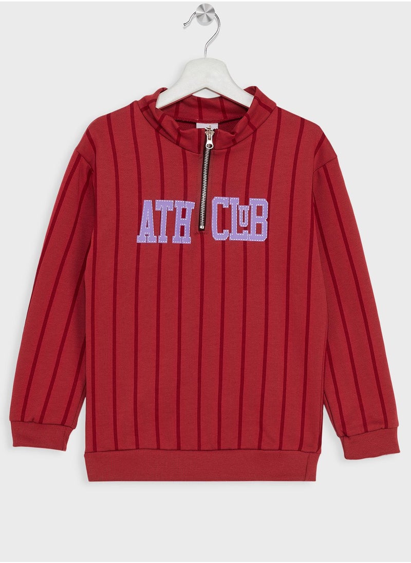 Pinata - Girls Text Printed Half Zip Pocket Sweatshirt - Image 1