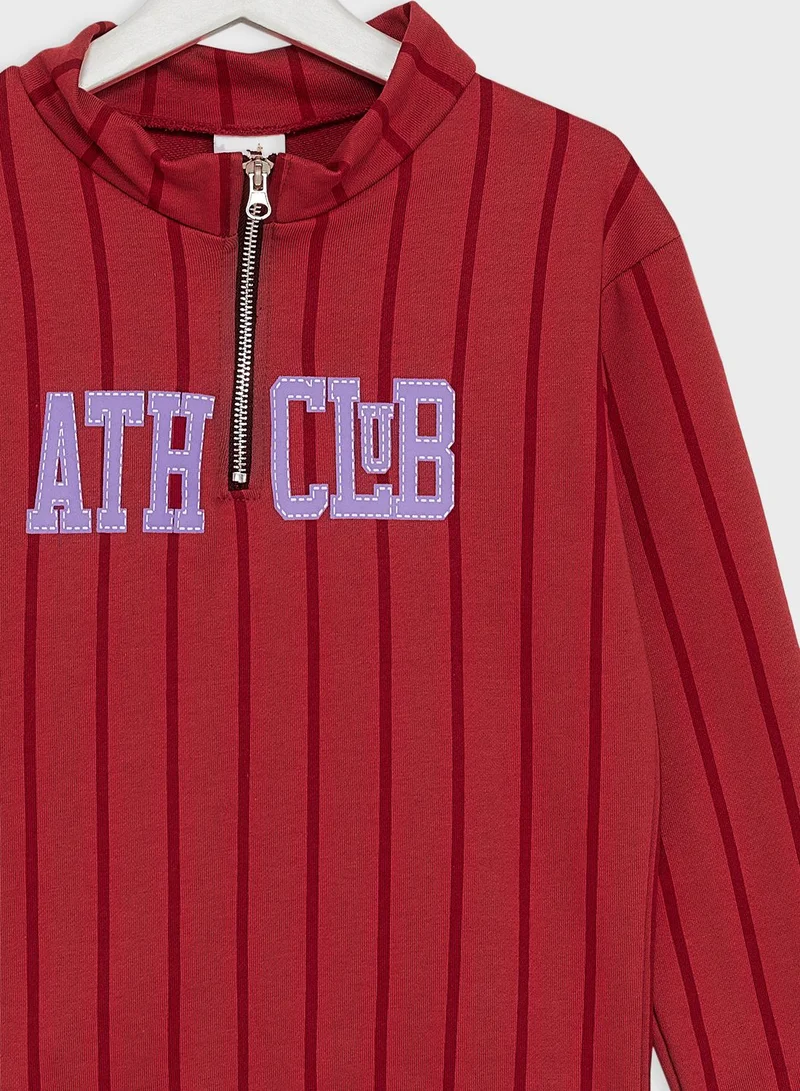 Pinata Girls Text Printed Half Zip Pocket Sweatshirt
