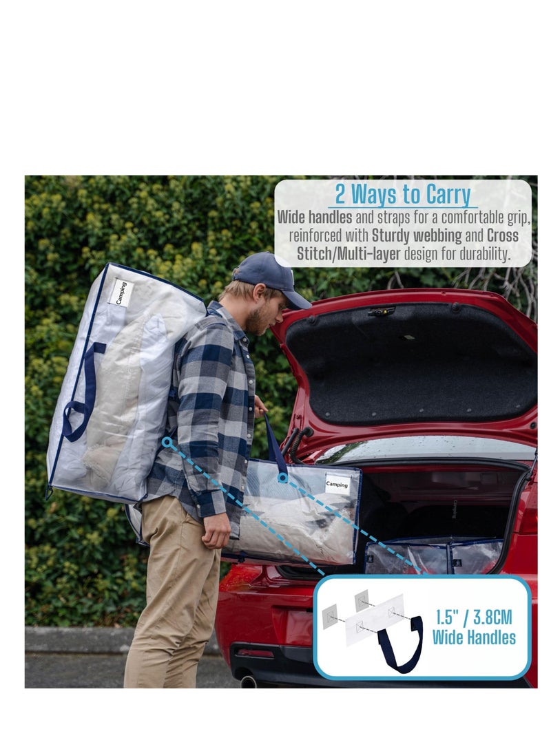 Excefore 2 Pack Moving Bags Extra Large Storage Bags, Moving Supplies, Moving Boxes, for College Move-In, Heavy-Duty Storage Totes, Packing Boxes, and Wardrobe Moving Supplies (Clear, 2 Pack) - Image 2