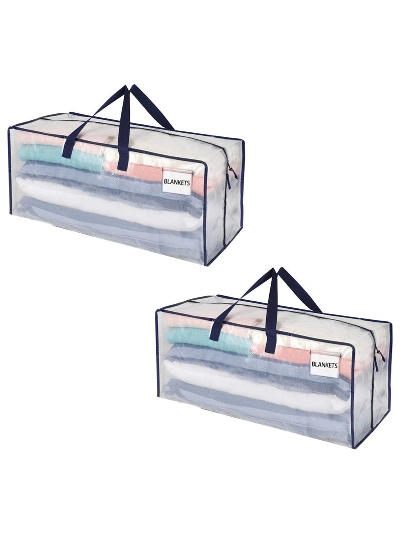 Excefore 2 Pack Moving Bags Extra Large Storage Bags, Moving Supplies, Moving Boxes, for College Move-In, Heavy-Duty Storage Totes, Packing Boxes, and Wardrobe Moving Supplies (Clear, 2 Pack) - Image 1