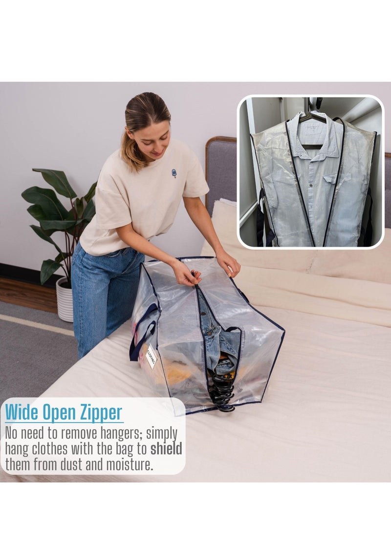 Excefore 2 Pack Moving Bags Extra Large Storage Bags, Moving Supplies, Moving Boxes, for College Move-In, Heavy-Duty Storage Totes, Packing Boxes, and Wardrobe Moving Supplies (Clear, 2 Pack) - Image 3