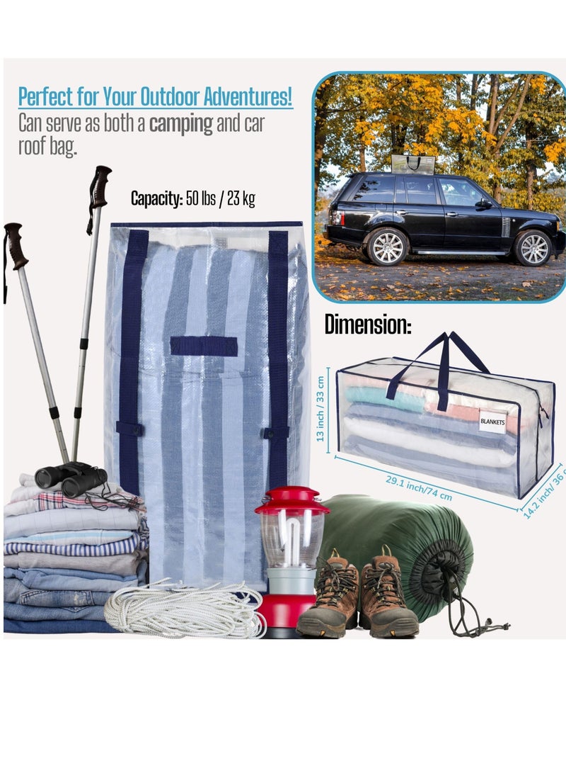 Excefore 2 Pack Moving Bags Extra Large Storage Bags, Moving Supplies, Moving Boxes, for College Move-In, Heavy-Duty Storage Totes, Packing Boxes, and Wardrobe Moving Supplies (Clear, 2 Pack) - Image 5