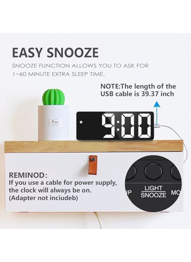 Arabest Digital Alarm Clock,Mirror Surface LED Electronic Clocks,Suitable For Deep Sleep Home Office Bedroom Clock (Black)  - Image 3