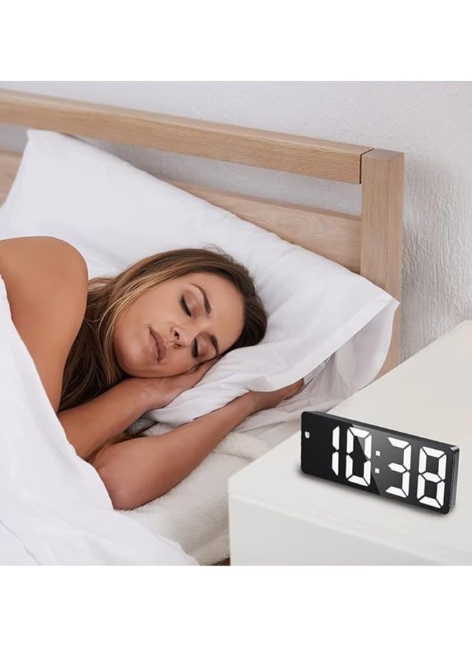 Arabest Digital Alarm Clock,Mirror Surface LED Electronic Clocks,Suitable For Deep Sleep Home Office Bedroom Clock (Black)  - Image 4