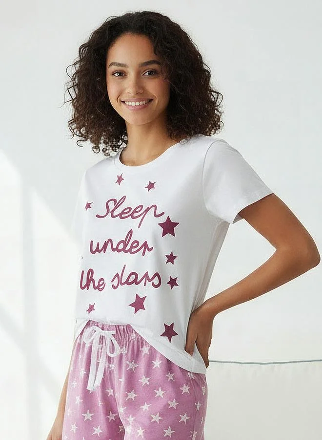 Splash FAV Pyjama Set Star Print T shirt & Shorts