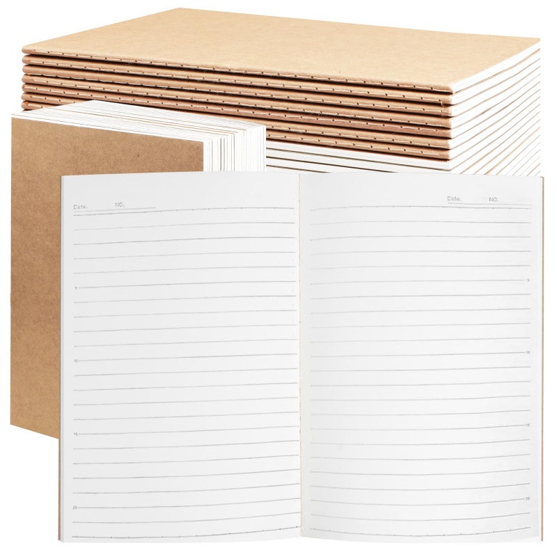 Kutoda 24 Pack A5 Kraft Notebooks Bulk  Lined Paper Journaling Notebooks  8.3X5.5In 60 Pages Composition Notebook Travel Journal Set For Work  School  Students Kids  Gift  Office  Back To School Supplies - Image 1